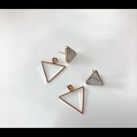 Geometric Dangle Drop earring with marble patterns - Picture 3 of 12